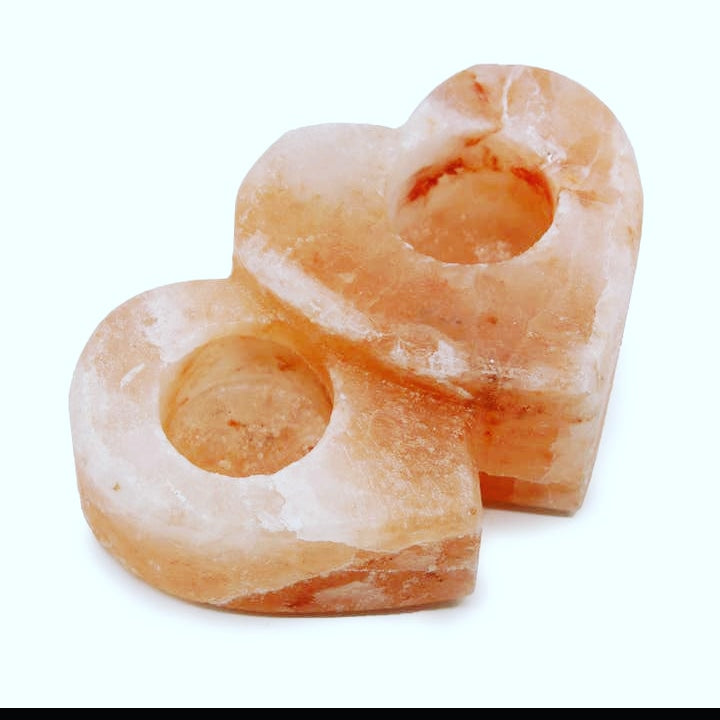 Double heart tea light holder